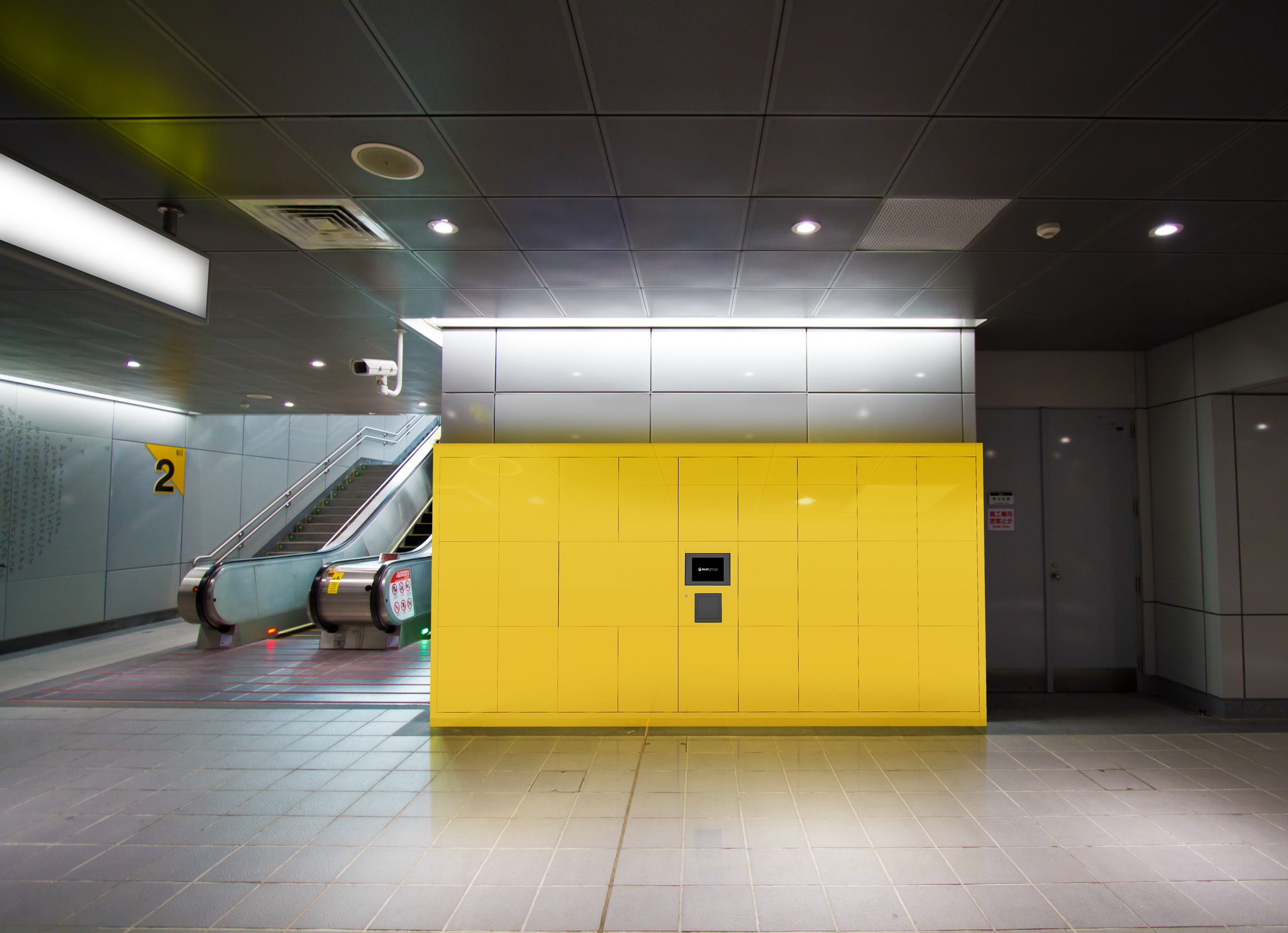 Blank billboard in metro station